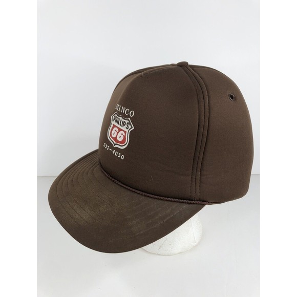 Vintage Phillips 66 Minco, OK Brown Snapback Trucker Hat Cap - Picture 2 of 10
